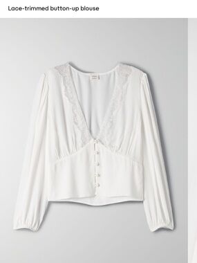 Aritzia Wilfred Romance Me Lace Button Up Shirt in size Small BLACK